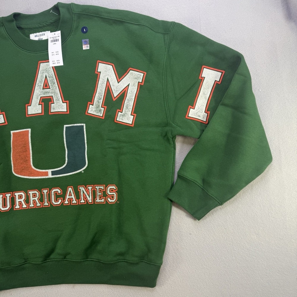 Hollister Miami Hurricanes Sweatshirt Men's Large Brand New W/Tags Boxy Fit NCAA - Picture 3 of 10